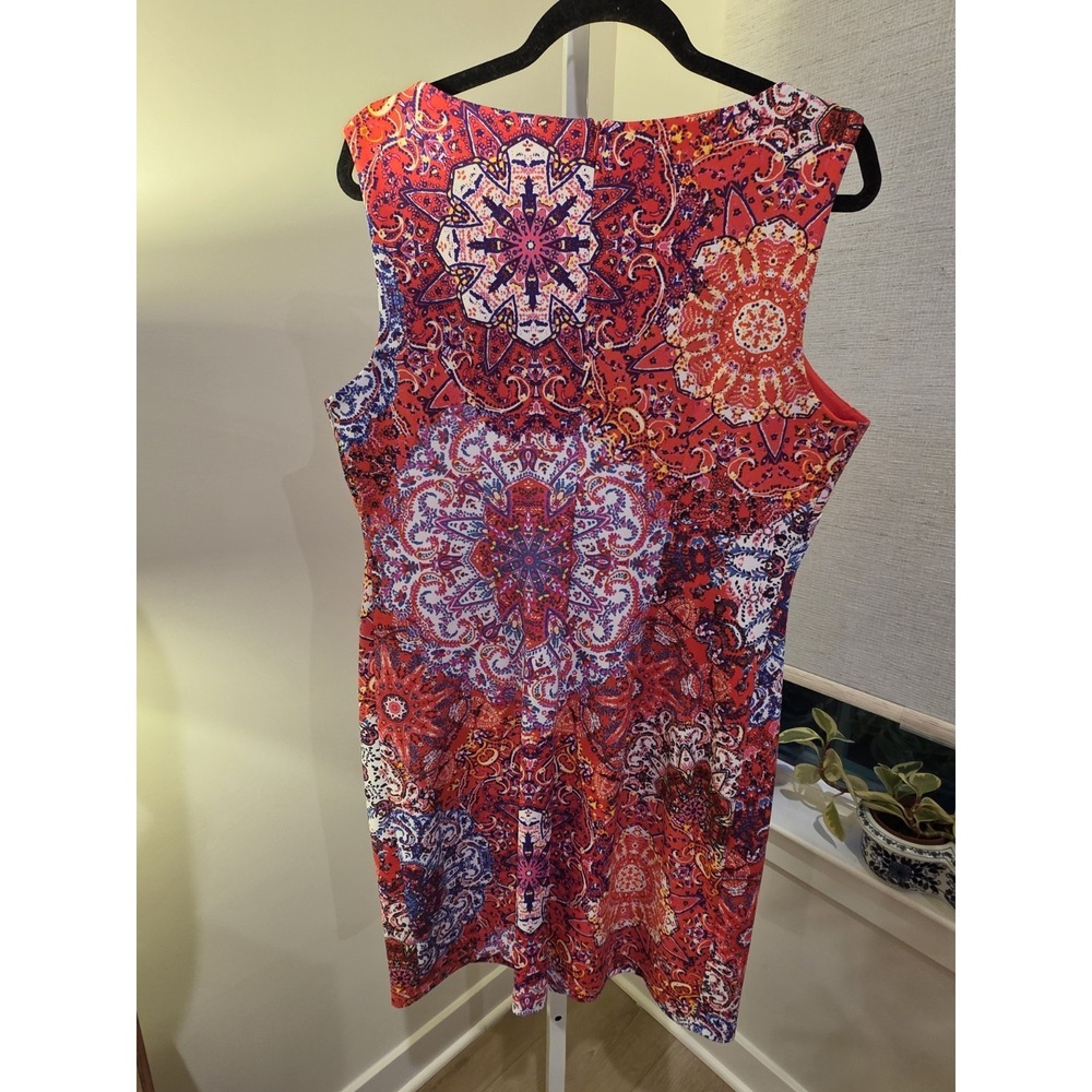 Fuschia Multicolor Floral Womens Sz 12 Shift Dress Sleeveless Boho Knee Length - Picture 4 of 16